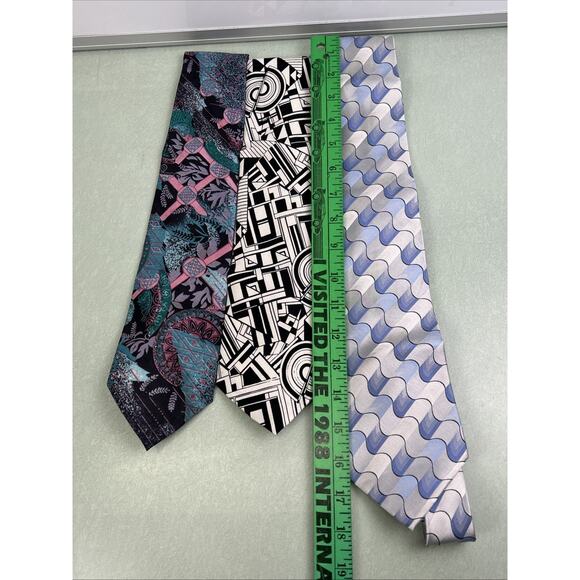 Men’s Tie Lot Abstract Geometric Shapes Lago Deco Mode Martin Wong Collection - Picture 8 of 8